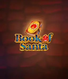 Experience the joyous spirit with the Book of Santa game by Endorphina, featuring an ornate golden book emblazoned with Santa's iconic image. This graphic captures the warmth and excitement of Christmas, set against a warm red background. Great for holiday season gaming, offering a delightful adventure. 